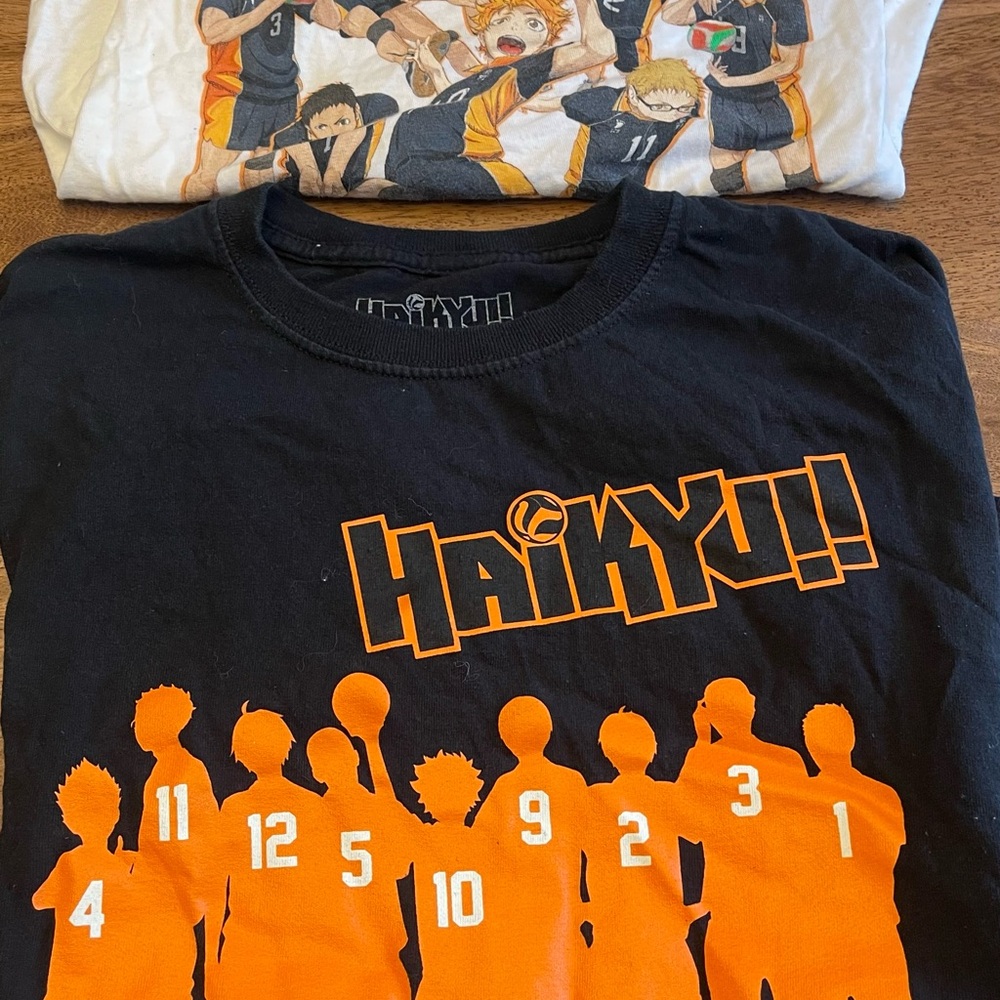 Haiku Animae Kids Black and Orange Graphic T-Shirts xs and s